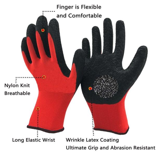 Comfortable 13 Gauge Latex Coated String Knit Gloves Elastic Cuff For Constructi