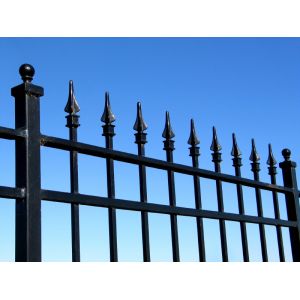 Pressed spear top black powder coated steel fencing / iron fence