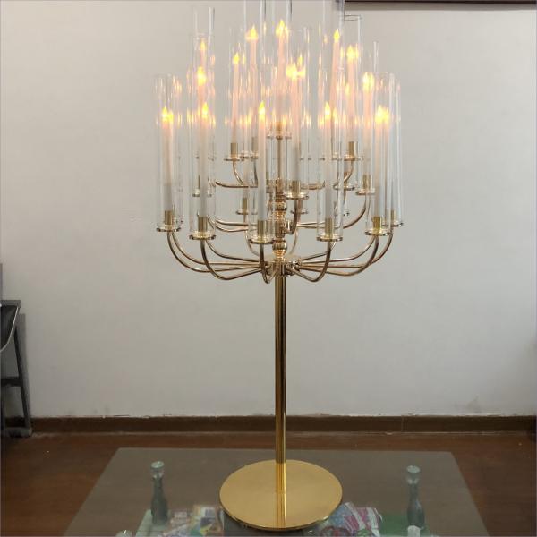 Vintage Wrought Iron Standing Candelabra Floor Candelabra Tall Luxury Hexagon Gold 160cm