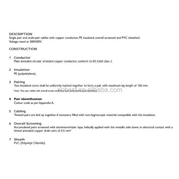 2 core Paired AWG 18 Al Foil shield twisted pair instrument cable