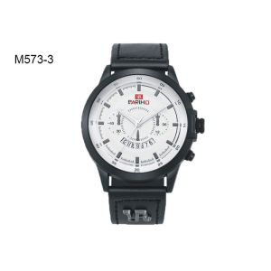 Analog Display Men's Quartz Watch Chronograph Date Leather Band Wristwatch M573