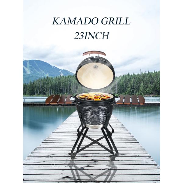 KAMADO 23.5 Inch Kamodo BBQ Asado Keramik Meat Grill Chinese Wholesale 2023 Outdoor Ceramic Barbecue Kamado