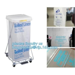 60 micron clear LDPE plastic cotton draw string garbage biohazard bag, Custom