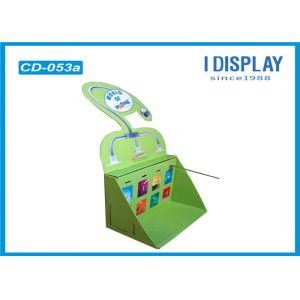Green Hard Folding Cardboard Counter Display Units / Custom Cardboard Display
