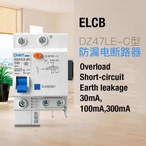 DZ47LE Earth Leakage Circuit Breaker Overload Protection 6~63A 1 2 3 4P AC230