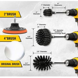 Extended Long Attachment Drill Scrubber Brush 6 Pack Black