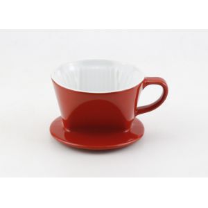 China Reusable Single Serve Coffee Cone , Ceramic Coffee Filter Cone With Wide Tray on sale