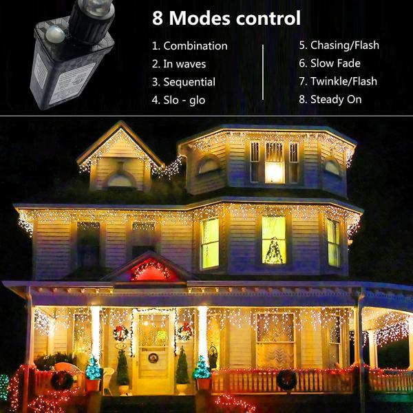 White Outdoor LED Cascading Icicle Lights 30m 300 LED For Christmas