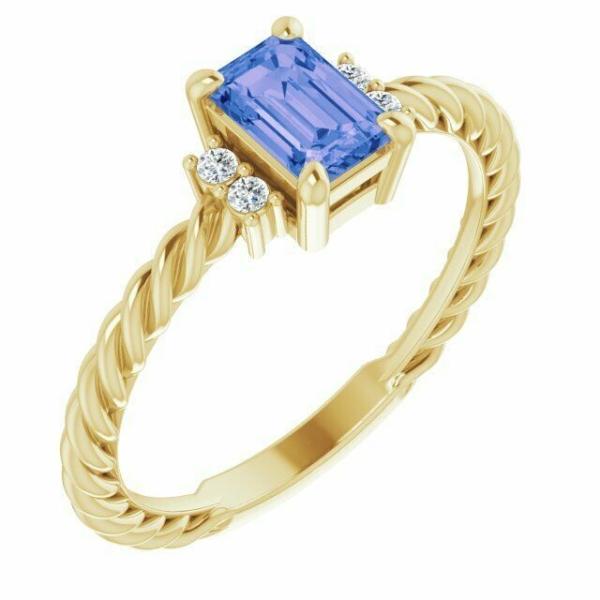 Buy Tanzanite 0.06CTW Rope Engagement Ring In 14K Yellow Gold at wholesale prices