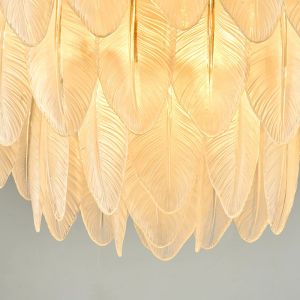 E14 Dining Feather Golden Crystal Pendant Light Modern Hanging