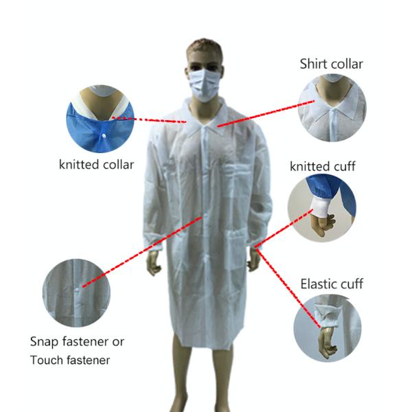 Chemical Resistant Disposable Lab Coats , Nonwoven PP Medical Labotary Coats