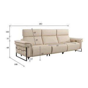 BN Customizable Functional Sofa with Top Layer Cowhide and Switch Panel Design