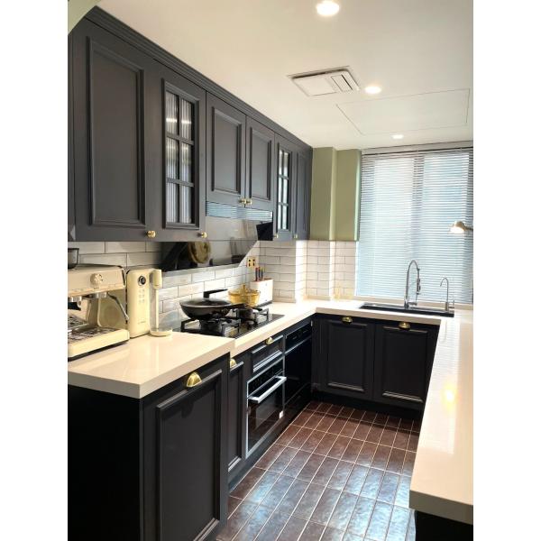 Vintage Corner Modular Lacquer Kitchen With Island Furniture Cabinet