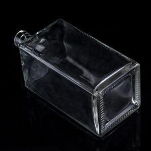 Screen Printing 1000ML Clear Glass Bottle For Vodka Square Shape With Screw Cap