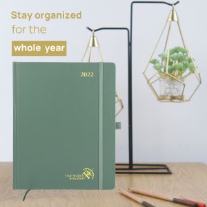 Custom Casebound Student Weekly Planner Green Leatherette Cover
