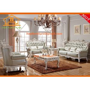 European style wooden furniture model made in china leather sofa