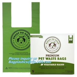 China Disposable Compostable Dog Poop Bag For Pet Cleaning, Earth-Friendly Leak-Proof Dog Poop Waste Bags With Easy-Tie Handle on sale