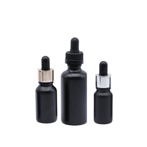 Recyclable Matte Black Glass Dropper Bottles 2oz Essential Oil Container