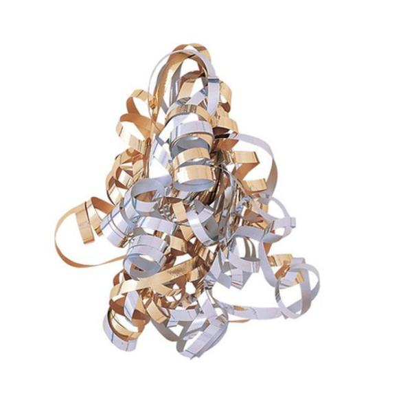 1 / 4 Inch X 36 inches * 6 - Count curled ribbon bow , Silver Gold curling ribbon