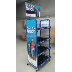 Supermarket Gondola Shelving Powder Coating Cola Merchandising Display Stand