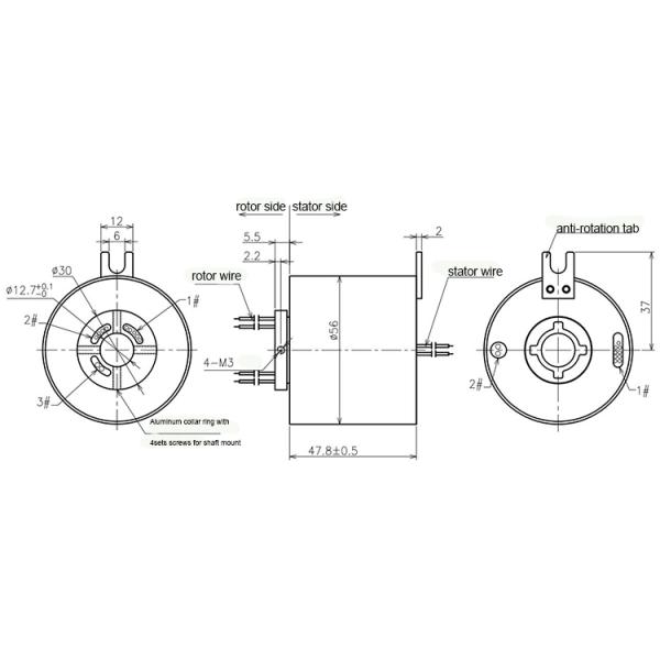 Electrical Through Hole Slip Ring Transmit Power 2 Group CAN Signal 220VAC
