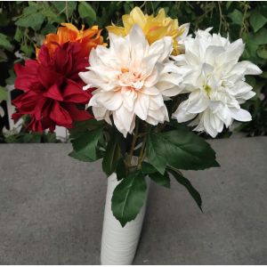 European Style 3 Heads Dahlia Artificial Flower For Home Party Wedding Silk