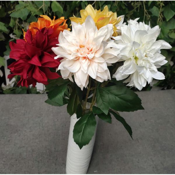 European Style 3 Heads Dahlia Artificial Flower For Home Party Wedding Silk