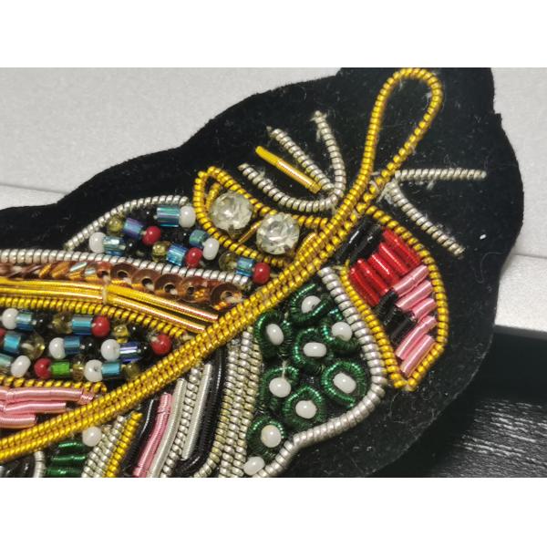 Traditional India Wire Patch Leaf Shape Bullion Wire Velveteen Ground Patch For Clothes Bags