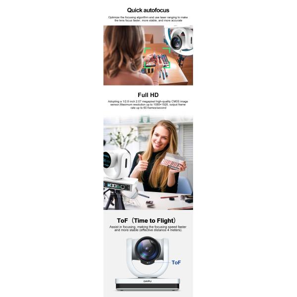 1080P 12X Optical Zoom HD PTZ Camera for Live Streaming and Video Conference System