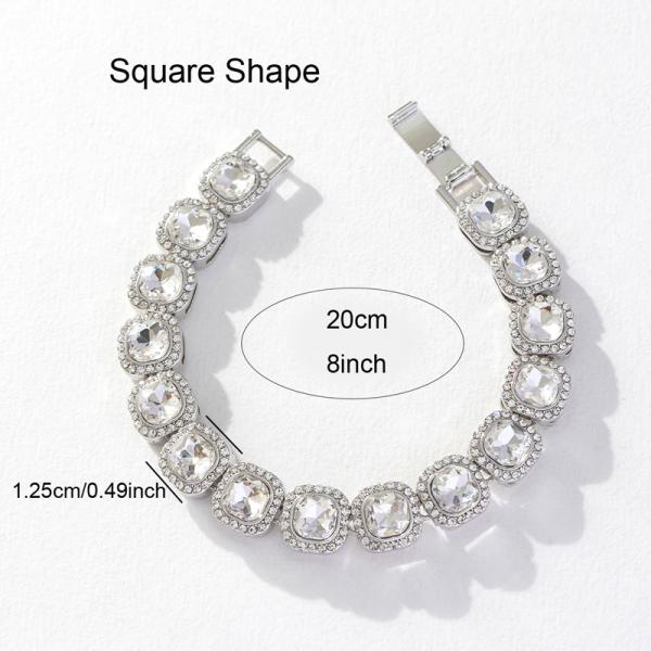 Fashion Hip Hop Iced Out Rhinestone Bracelets Set Miami Cuban Link Chain Hiphop Bracelet for Men and Women Girls Jewelry Gifts