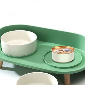 Ceramic Pet Feeder Bowls Anti Overturning Detachable Elevated Rice Basin