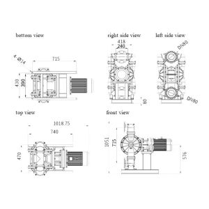 Plastic Electric Diaphragm Sludge Pump 245 LPM Dual Diaphragm Pump PTFE