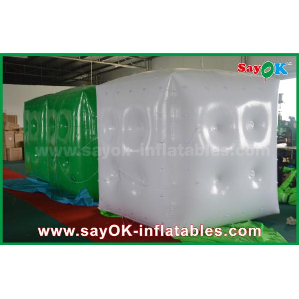 Advertising White Green Inflatable Balloon / Cube Helium Balloon With Logo Print