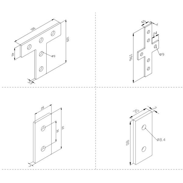 5052 Metal Laser Cutting Parts 0.01-0.1mm T-Shaped L-Shaped Cross Shaped Connecting Plate