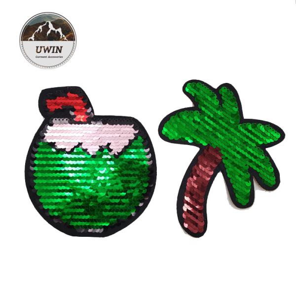 Summer Fuirt Flip Sequin Patch Washable Sew / Iron Backing For Kids Clothing