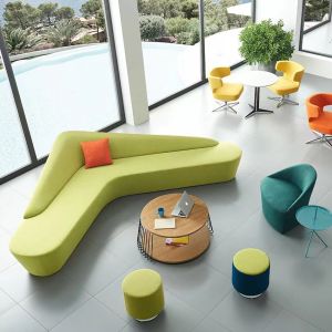 Hotel Lobby Reception Sofa Set Solid Wood Fabric Reception Room Furniture