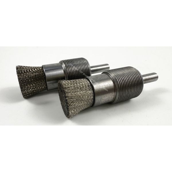 Premium Stainless Steel Crimped Wire End Brush with Shank - Industrial Deburring, Rust & Coating Removal Tool