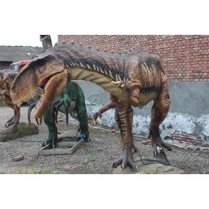 Lifelike Head Swing Hand Carved Animatronic Dinosaur Display Business Park