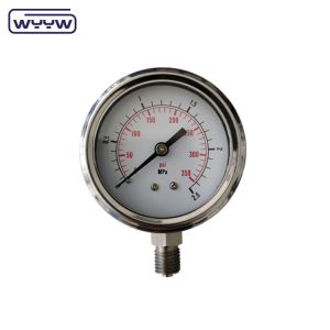 Liquid Filled Bezel Ring Pressure Gauge Manometer 2.5% Accuracy