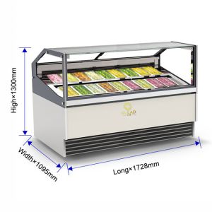 Italian Marble Gelato Showcase with Ventilated Cooling System - 1650W Power
