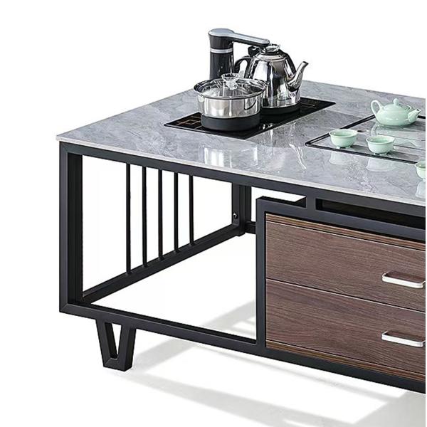 Modern Rectangular Rock Slab Top With Metal Frame Kettle Office Furniture Office Tea Coffee Table