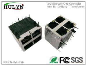 Quality 2X2 Stacked Fast RJ45 Jack With transformer and LEDs for sale