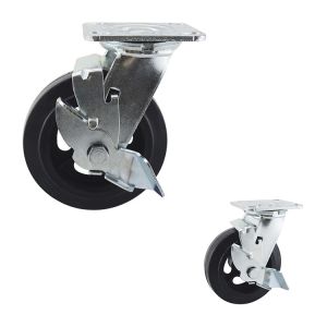 China 6 Swivel Plate Heavy Duty Casters Side Lock Rubber Wheel 230kg Capacity on sale