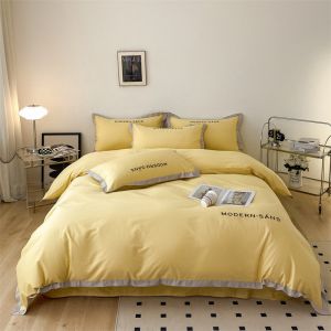 2023 Style Grade A 100% Cotton 4pcs Bedding Set with Embroidered Corner Matching