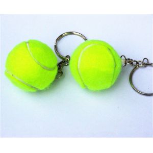 yellow custom logo tennis ball with keychain