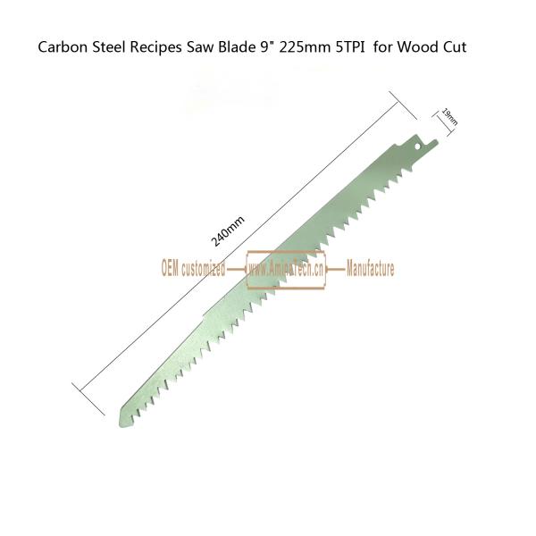 Carbon Steel Recipes Saw Blade 9" 225mm 5TPI for Wood Cut,Reciprocating