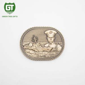 Antique Gold Plating Hard Enemal Navy Challenge Coin with 3D effects