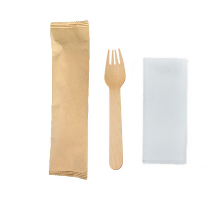 Buy Wooden Biodegradable Eco Friendly Disposable Forks With Napkin 160mm at wholesale prices