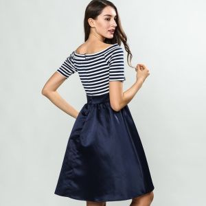 2019 newest style woman fashion dress with satin skirt