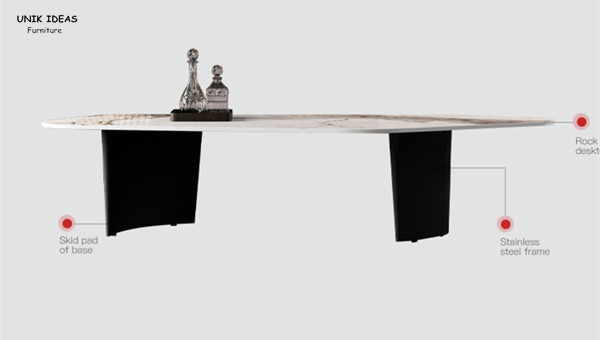 Black White Marble Stone Top Coffee Table Sets Stainless Steel L140xW60xH38cm